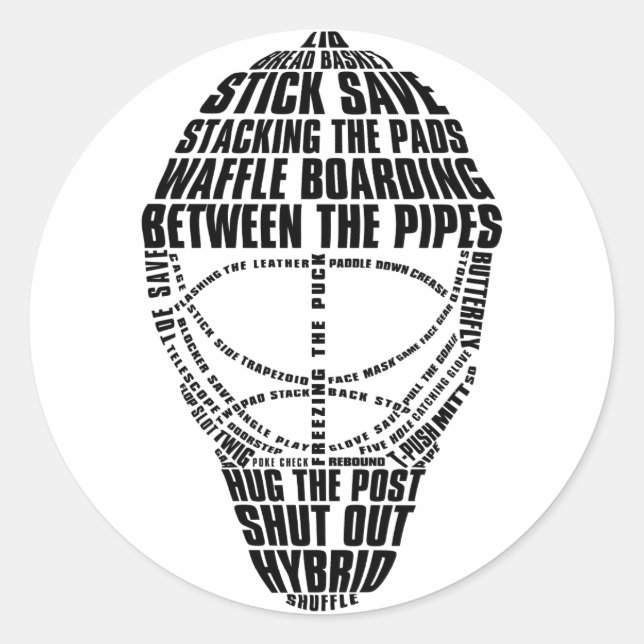 Pegatina Redonda Pegatinas de la máscara de hockey Goalie (Anverso)