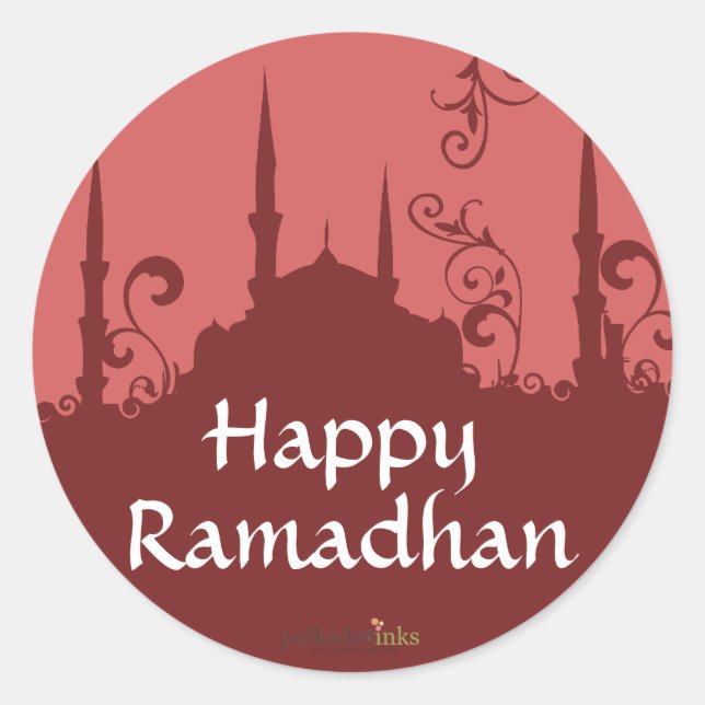 Pegatina Redonda Pegatinas de la Mezquita Roja de Swirl (Anverso)