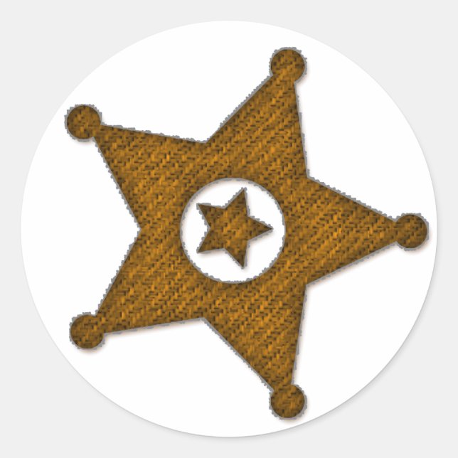 Pegatina Redonda Pegatinas de la placa Sherriff occidental con text (Anverso)