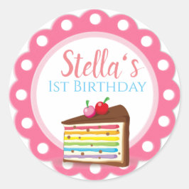 Pegatina Redonda Pegatinas de la primera fiesta de cumpleaños