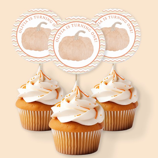 Pegatina Redonda Pegatinas de la Primera Fiesta de Cumpleaños de Ca (Orange Pumpkin Party Favor)