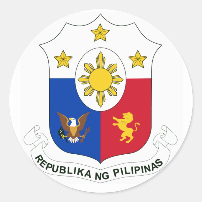 Pegatina Redonda Pegatinas de la República ng Pilipinas (Escudo de  (Anverso)
