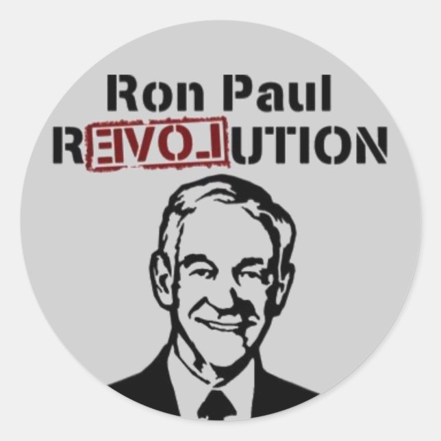 Pegatina Redonda Pegatinas de la Revolución Ron Paul (Anverso)