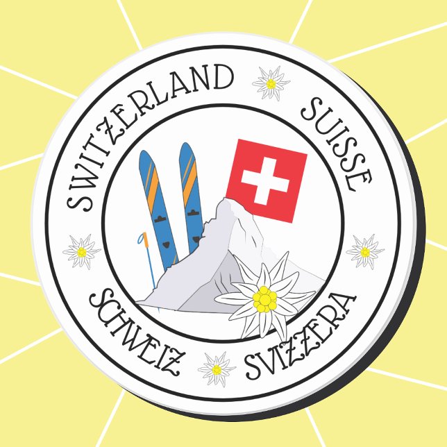 Pegatina Redonda Pegatinas de la Ronda Blanca de Viajes de Suiza (Subido por el creador)