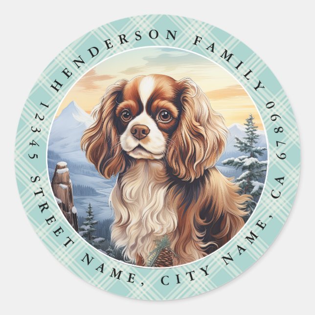 Pegatina Redonda Pegatinas de la Ronda Cavalier King Charles Spanie (Anverso)