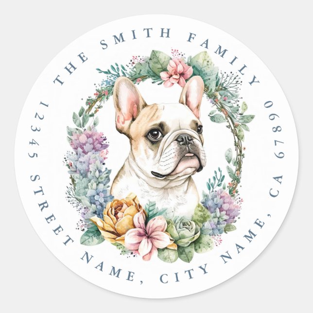 Pegatina Redonda Pegatinas de la Ronda de Bulldog de Francia (Anverso)