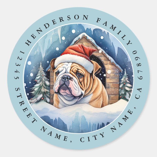 Pegatina Redonda Pegatinas de la Ronda de Bulldog de Inglaterra (Anverso)