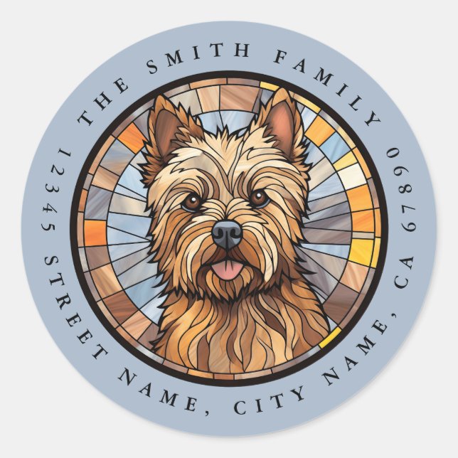 Pegatina Redonda Pegatinas de la Ronda de Cairn Terrier (Anverso)