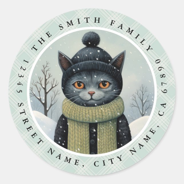 Pegatina Redonda Pegatinas de la ronda de gatos (Anverso)