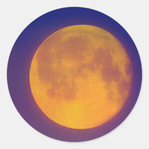 Pegatina Redonda Pegatinas de la ronda de la luna de la cosecha dor
