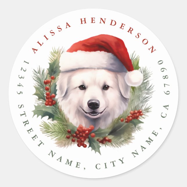 Pegatina Redonda Pegatinas de la Ronda de Perros de navidades (Anverso)