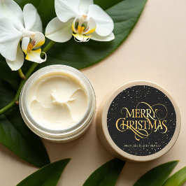 Pegatina Redonda Pegatinas de la Ronda navideña de lujo Black & Gol