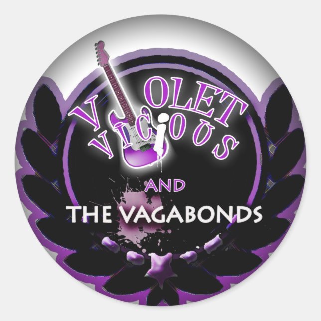 Pegatina Redonda Pegatinas de la ronda negra de moda (Anverso)