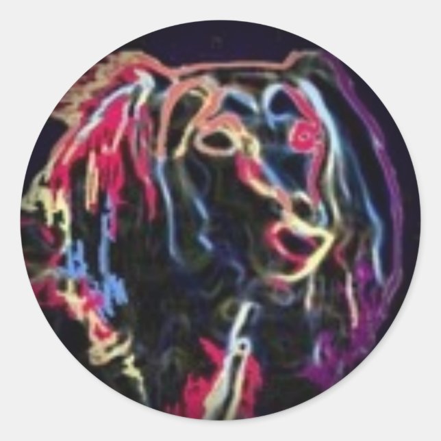 Pegatina Redonda Pegatinas de la ronda negra de moda (Anverso)