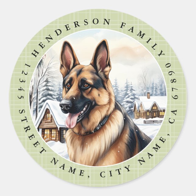 Pegatina Redonda Pegatinas de la Ronda Shepherd de Alemania (Anverso)