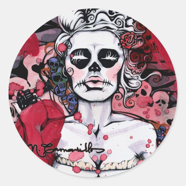 Pegatina Redonda pegatinas de la serie "Chica" (Anverso)