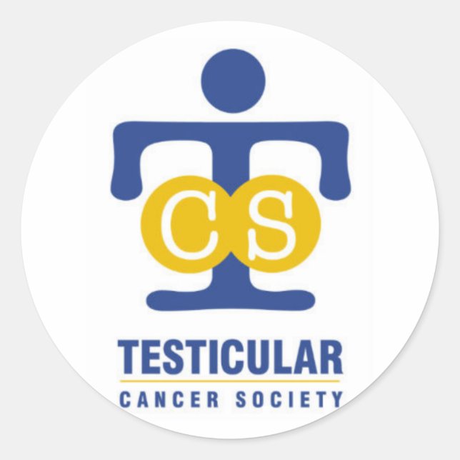 Pegatina Redonda Pegatinas de la Sociedad del Cáncer Testicular (Anverso)