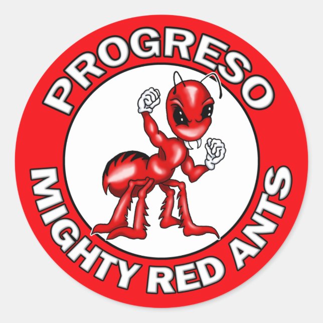 Pegatina Redonda Pegatinas de las hormigas rojas poderosas de Progr (Anverso)