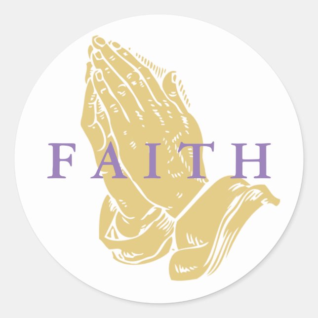 Pegatina Redonda Pegatinas de las manos de la oración (Anverso)