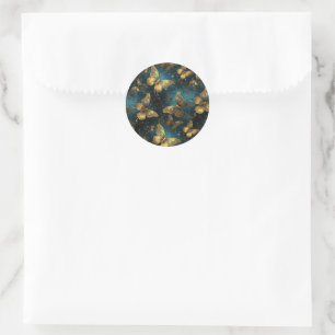 Pegatina Redonda Pegatinas de las mariposas doradas