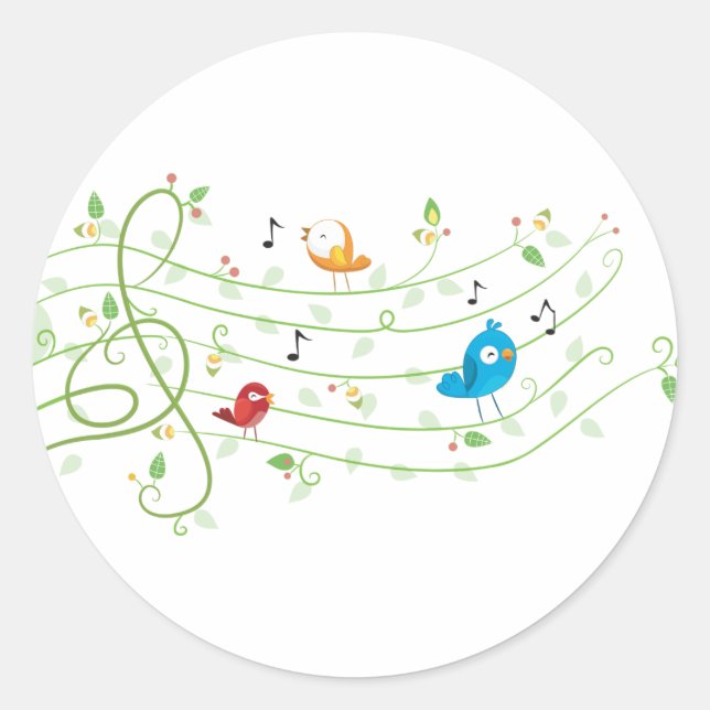 Pegatina Redonda Pegatinas de Leafy Staff Line (Anverso)