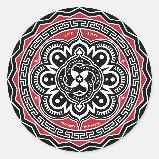 Pegatina Redonda Pegatinas De Liberty For All Insignia (Anverso)