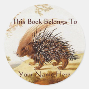 Pegatina Redonda Pegatinas de libros de hedgehog de época