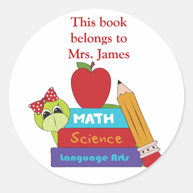 Pegatina Redonda Pegatinas de libros de libros de libros de persona (Anverso)