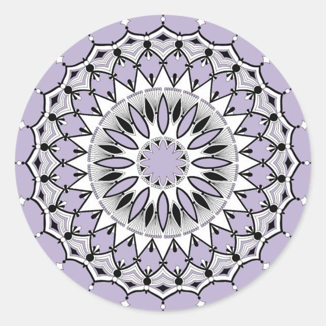 Pegatina Redonda Pegatinas de Lilac Mandala (Diseño 1) (Anverso)