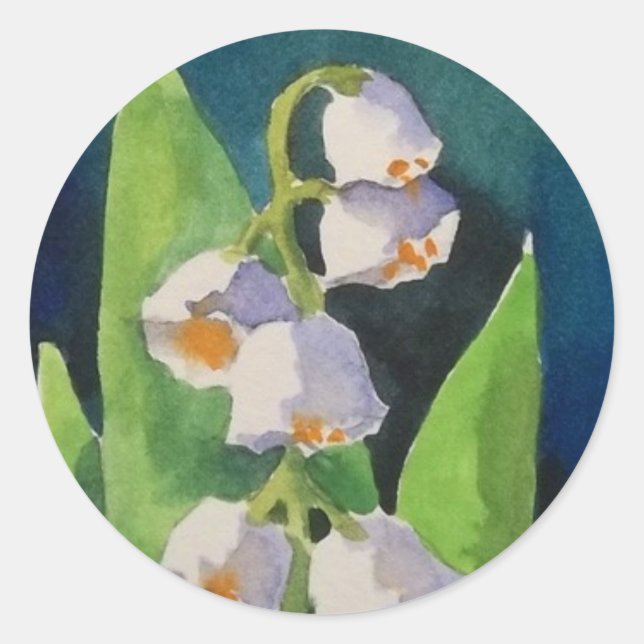 Pegatina Redonda Pegatinas de Lily of the Valley (Anverso)