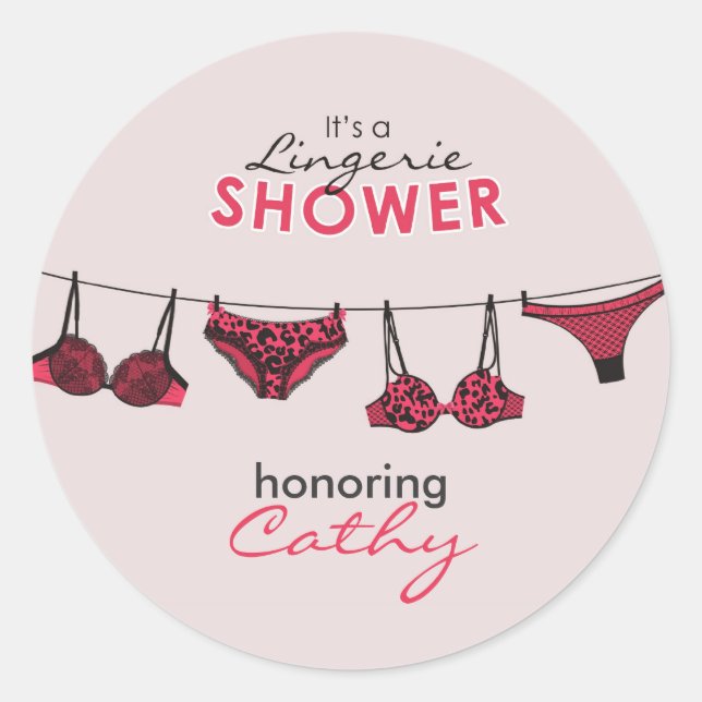 Pegatina Redonda Pegatinas de Lingerie Bridal Shower (Anverso)
