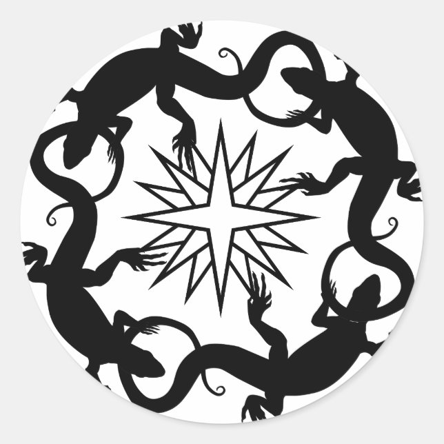 Pegatina Redonda Pegatinas de Lizard Pegatinas de arte reptiles de  (Anverso)
