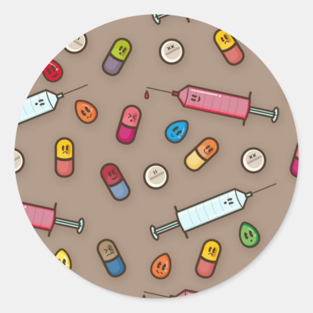 Pegatina Redonda pegatinas de locura médica (Anverso)