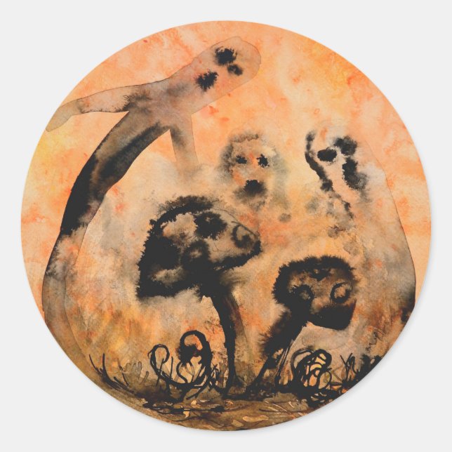 Pegatina Redonda Pegatinas de los hongos fantasma (Anverso)