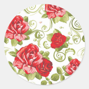 Pegatina Redonda Pegatinas de los rosas rojos