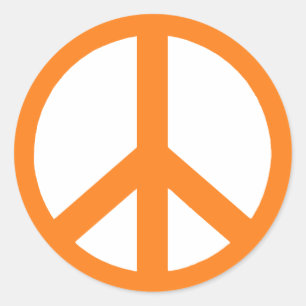 Pegatina Redonda Pegatinas de los Símbolo de Paz naranja