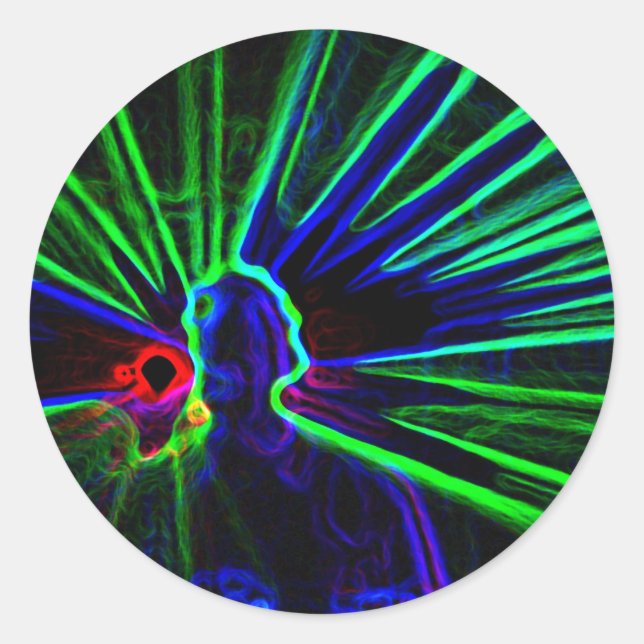 Pegatina Redonda PEGATINAS de luces láser y DJ (Anverso)