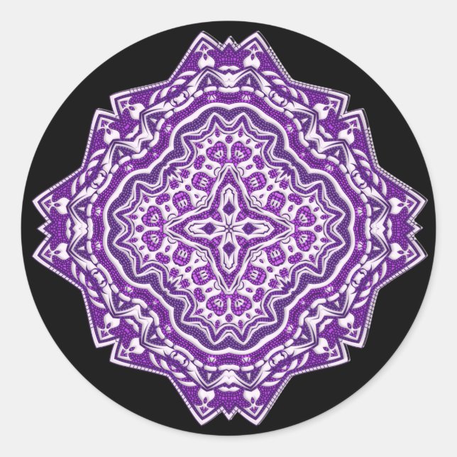 Pegatina Redonda pegatinas de mandala púrpura (Anverso)