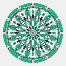 Pegatina Redonda Pegatinas de Mandala Verde (Diseño 2)