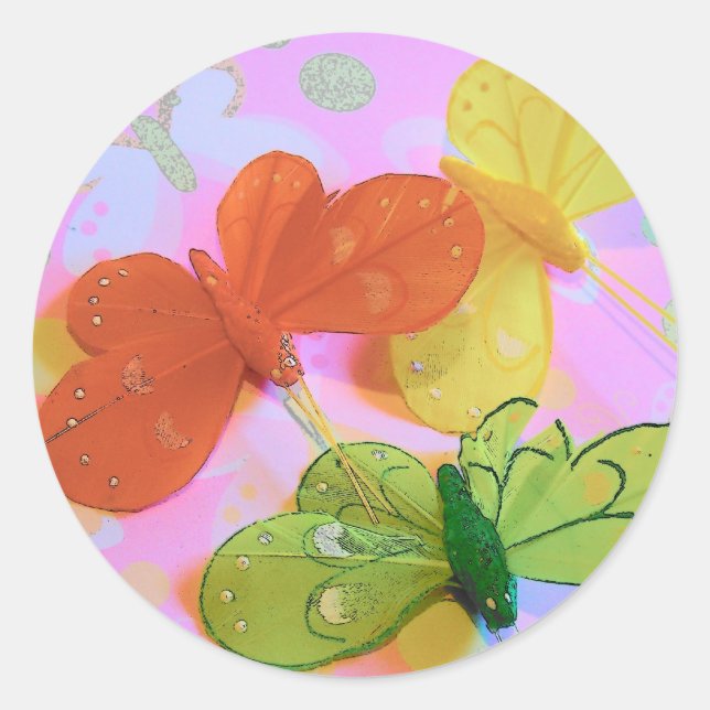 Pegatina Redonda pegatinas de mariposa (Anverso)
