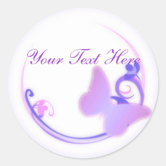 Pegatina Redonda Pegatinas de mariposa índigo