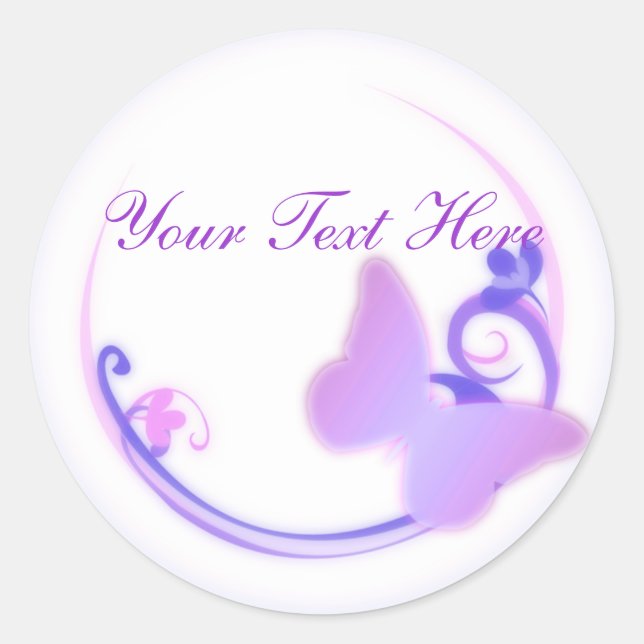 Pegatina Redonda Pegatinas de mariposa índigo (Anverso)