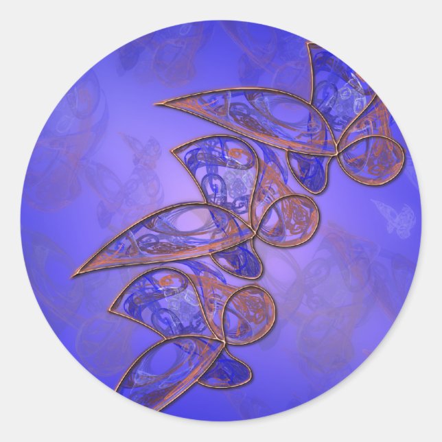 Pegatina Redonda Pegatinas de mariposas de cobre (Anverso)