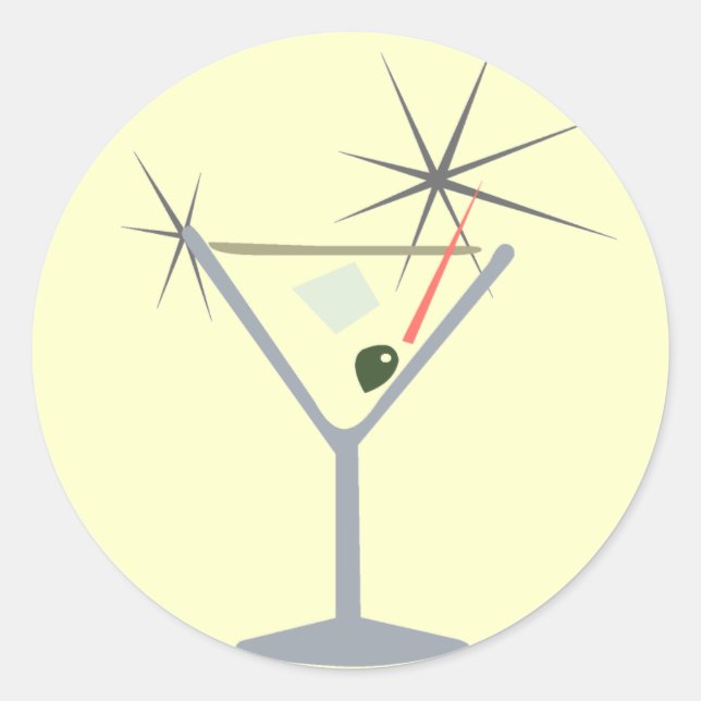 Pegatina Redonda Pegatinas de Martini Glass (Anverso)