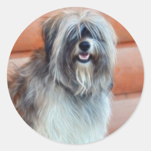 Pegatina Redonda Pegatinas de Mascota-amante del perro de oveja ing