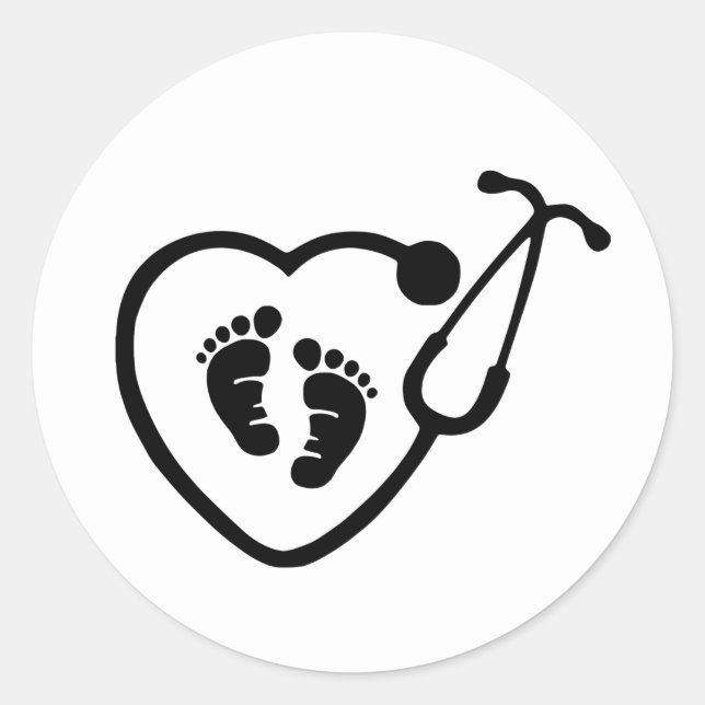 Pegatina Redonda Pegatinas de Médica de enfermeras de OB (Anverso)