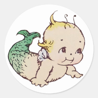 Pegatina Redonda Pegatinas de Mermaid Kewpie