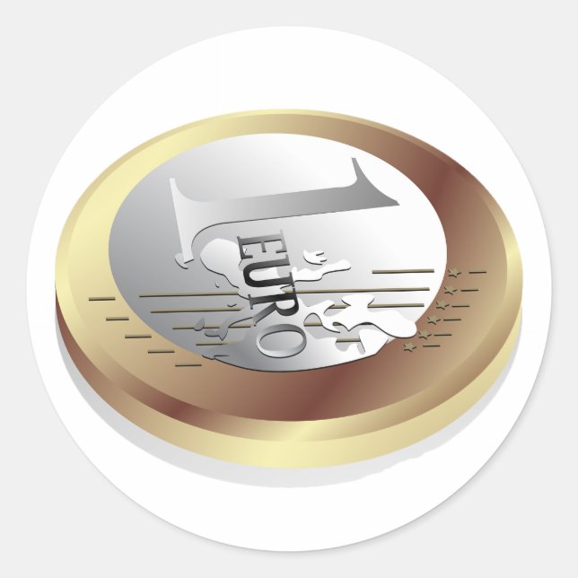 Pegatina Redonda Pegatinas de monedas de un euro (Anverso)