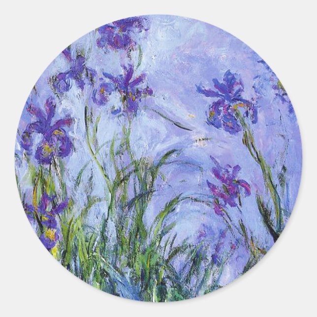 Pegatina Redonda Pegatinas de Monet Lilac Irises (Anverso)