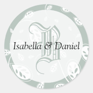 Pegatina Redonda Pegatinas de Monograma Boda Bride Groom